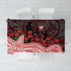 Sydney Swans ANZAC Day Tablecloth Indigenous Dot Art with Poppy Flower Tribute