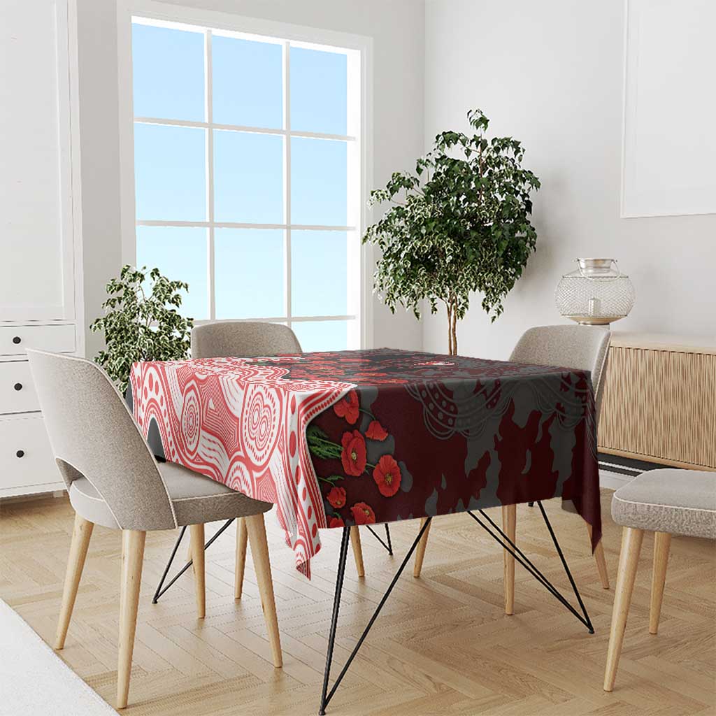 Sydney Swans ANZAC Day Tablecloth Indigenous Dot Art with Poppy Flower Tribute