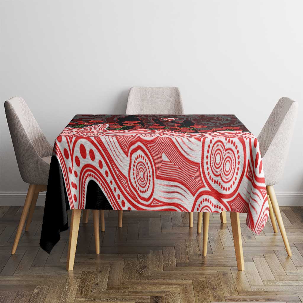 Sydney Swans ANZAC Day Tablecloth Indigenous Dot Art with Poppy Flower Tribute