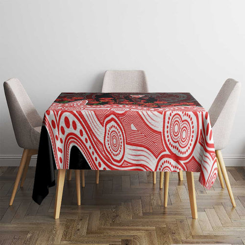 Sydney Swans ANZAC Day Tablecloth Indigenous Dot Art with Poppy Flower Tribute