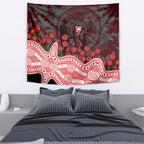 Sydney Swans ANZAC Day Tapestry Indigenous Dot Art with Poppy Flower Tribute