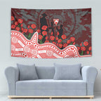 Sydney Swans ANZAC Day Tapestry Indigenous Dot Art with Poppy Flower Tribute
