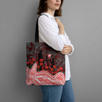 Sydney Swans ANZAC Day Tote Bag Indigenous Dot Art with Poppy Flower Tribute