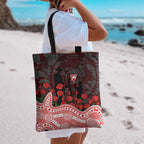 Sydney Swans ANZAC Day Tote Bag Indigenous Dot Art with Poppy Flower Tribute