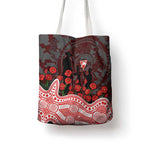 Sydney Swans ANZAC Day Tote Bag Indigenous Dot Art with Poppy Flower Tribute