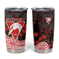 Sydney Swans ANZAC Day Tumbler Cup Indigenous Dot Art with Poppy Flower Tribute