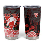 Sydney Swans ANZAC Day Tumbler Cup Indigenous Dot Art with Poppy Flower Tribute