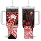 Sydney Swans ANZAC Day Tumbler With Handle Indigenous Dot Art with Poppy Flower Tribute