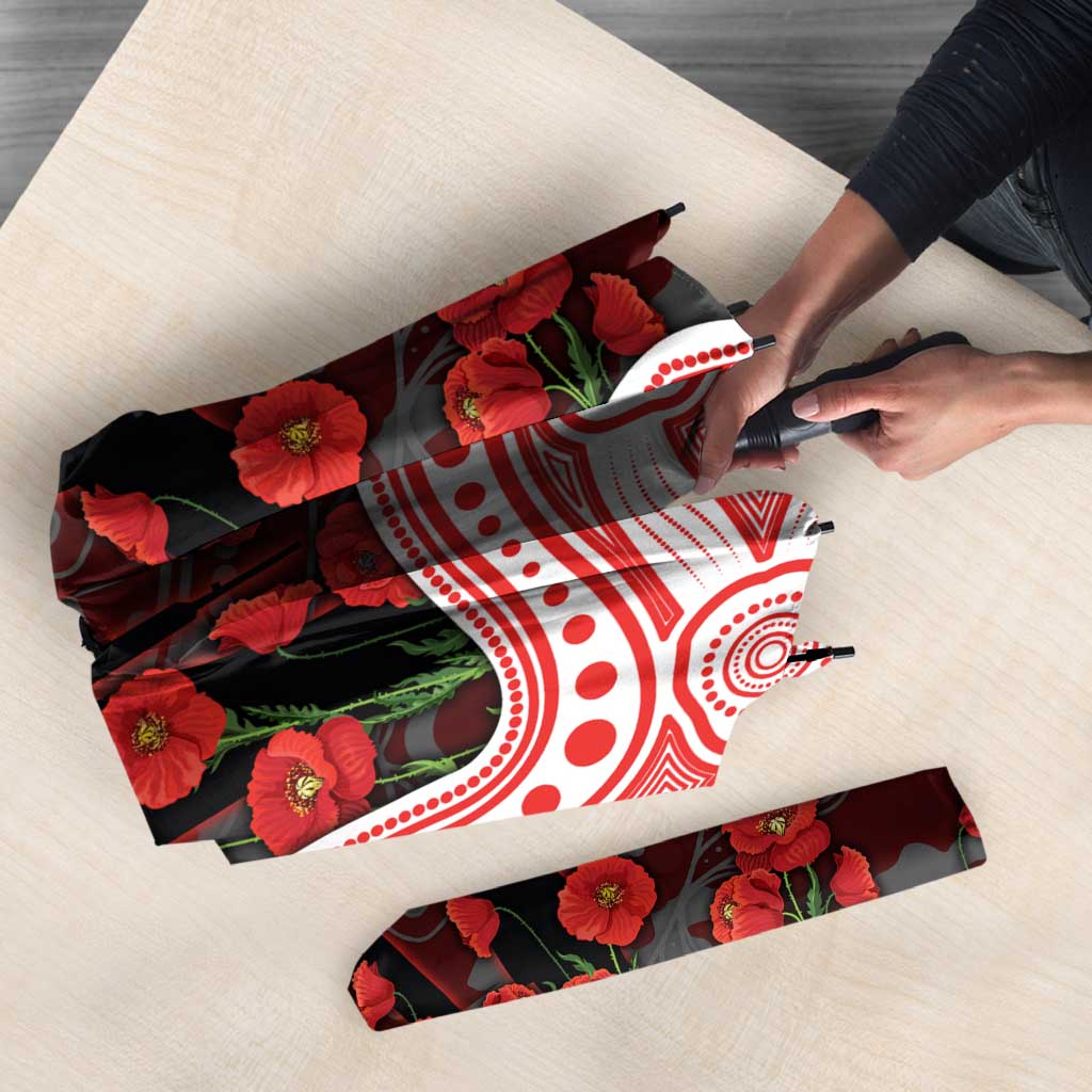 Sydney Swans ANZAC Day Umbrella Indigenous Dot Art with Poppy Flower Tribute