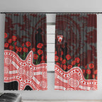 Sydney Swans ANZAC Day Window Curtain Indigenous Dot Art with Poppy Flower Tribute
