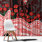 Sydney Swans ANZAC Day Window Curtain Indigenous Dot Art with Poppy Flower Tribute