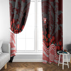 Sydney Swans ANZAC Day Window Curtain Indigenous Dot Art with Poppy Flower Tribute