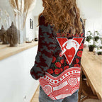 Sydney Swans ANZAC Day Women Casual Shirt Indigenous Dot Art with Poppy Flower Tribute