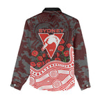 Sydney Swans ANZAC Day Women Casual Shirt Indigenous Dot Art with Poppy Flower Tribute