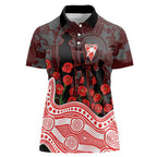 Sydney Swans ANZAC Day Women Polo Shirt Indigenous Dot Art with Poppy Flower Tribute