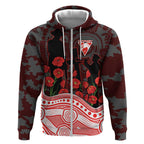 Sydney Swans ANZAC Day Zip Hoodie Indigenous Dot Art with Poppy Flower Tribute
