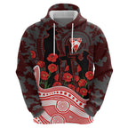 Sydney Swans ANZAC Day Zip Hoodie Indigenous Dot Art with Poppy Flower Tribute