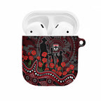 St Kilda Saints ANZAC Day AirPods Case Indigenous Dot Art with Poppy Flower Tribute