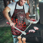 St Kilda Saints ANZAC Day Apron Indigenous Dot Art with Poppy Flower Tribute