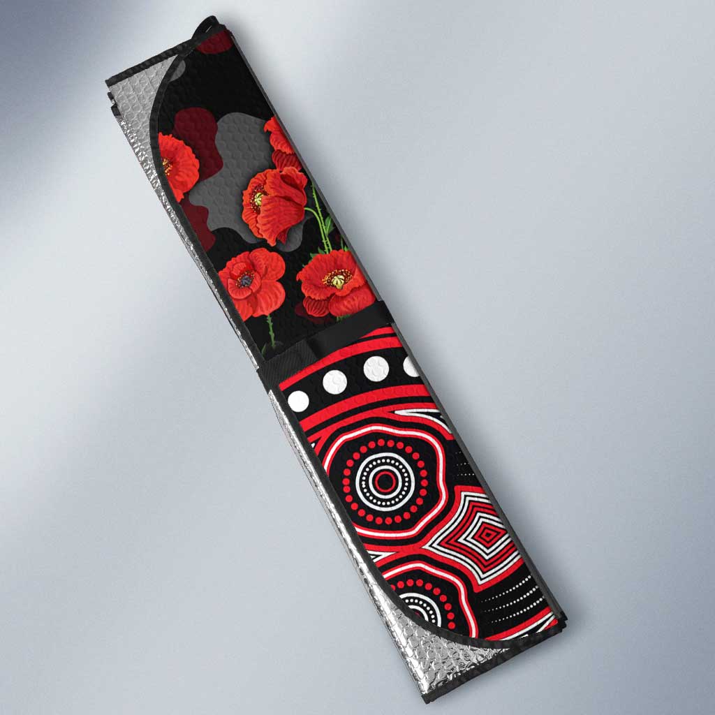 St Kilda Saints ANZAC Day Auto Sun Shade Indigenous Dot Art with Poppy Flower Tribute