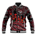 St Kilda Saints ANZAC Day Baseball Jacket Indigenous Dot Art with Poppy Flower Tribute