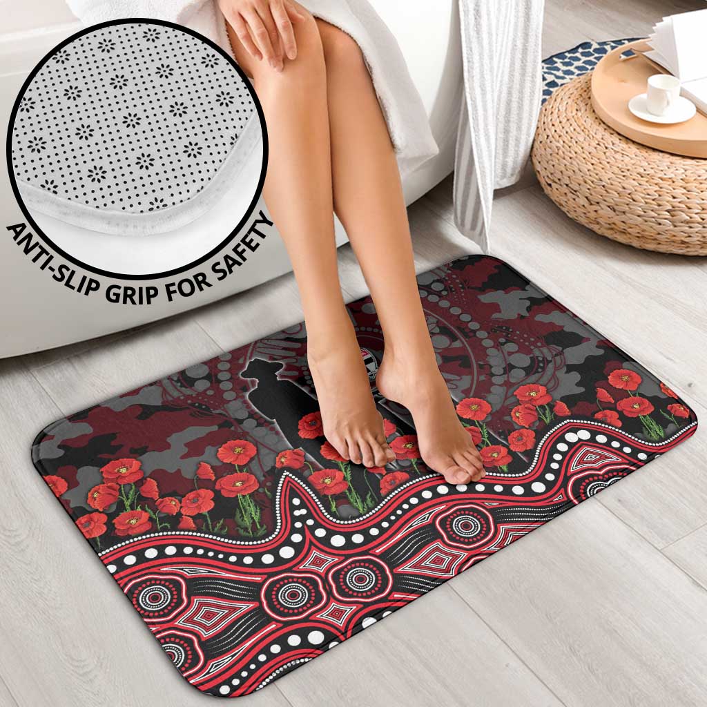 St Kilda Saints ANZAC Day Bathroom Set Indigenous Dot Art with Poppy Flower Tribute