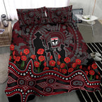 St Kilda Saints ANZAC Day Bedding Set Indigenous Dot Art with Poppy Flower Tribute