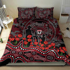 St Kilda Saints ANZAC Day Bedding Set Indigenous Dot Art with Poppy Flower Tribute