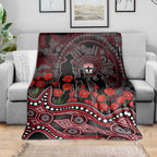 St Kilda Saints ANZAC Day Blanket Indigenous Dot Art with Poppy Flower Tribute