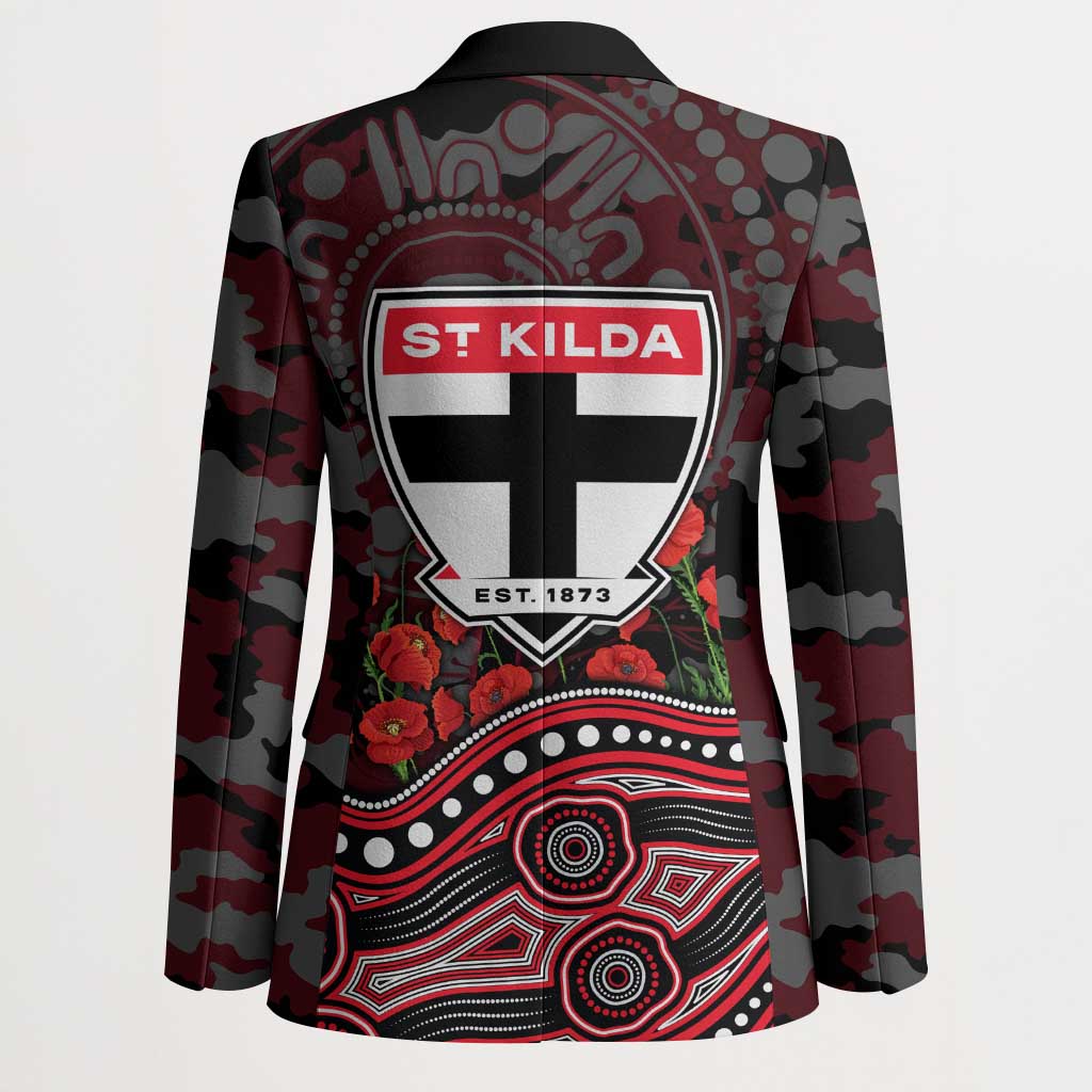 St Kilda Saints ANZAC Day Blazer Indigenous Dot Art with Poppy Flower Tribute