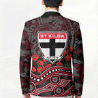 St Kilda Saints ANZAC Day Blazer Indigenous Dot Art with Poppy Flower Tribute