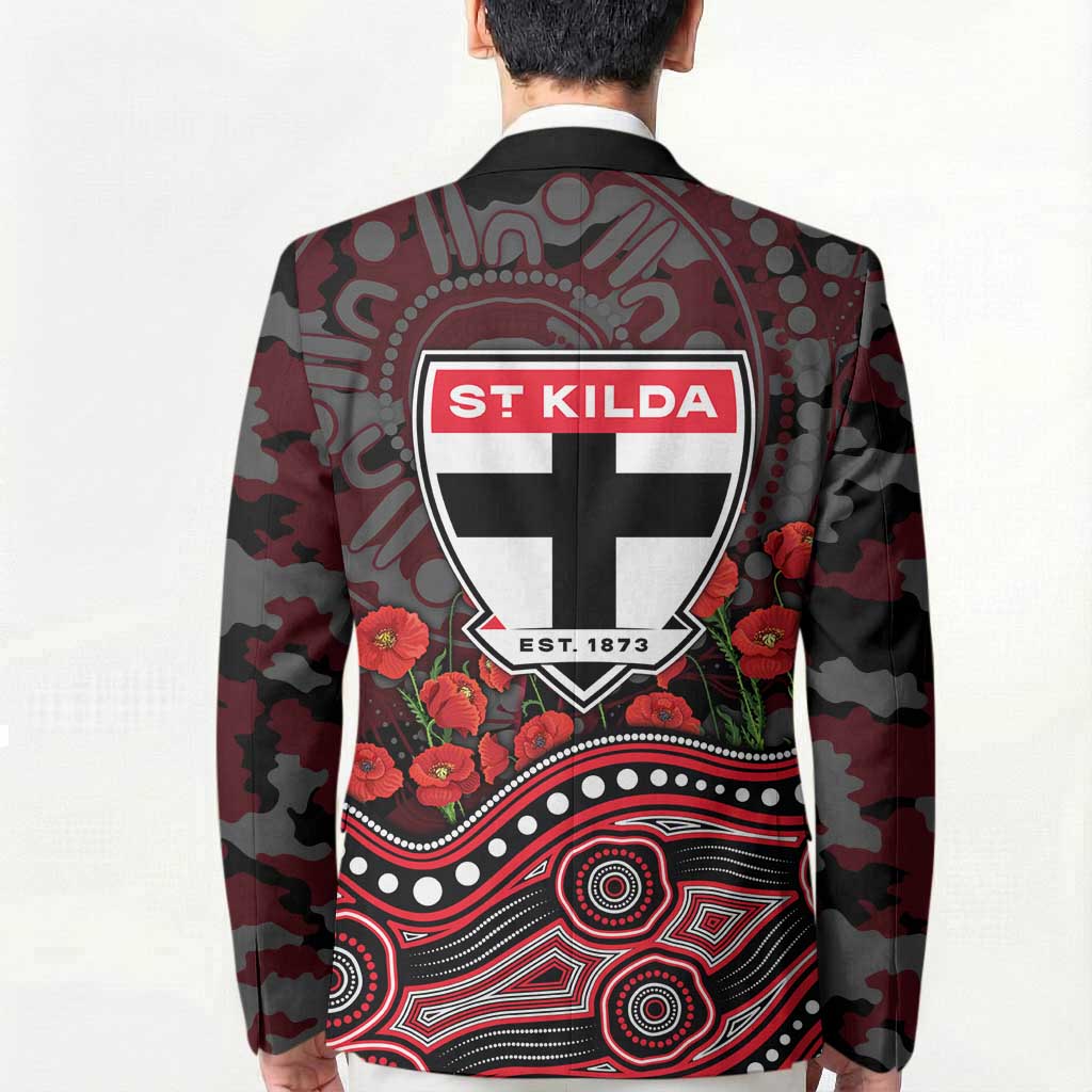 St Kilda Saints ANZAC Day Blazer Indigenous Dot Art with Poppy Flower Tribute