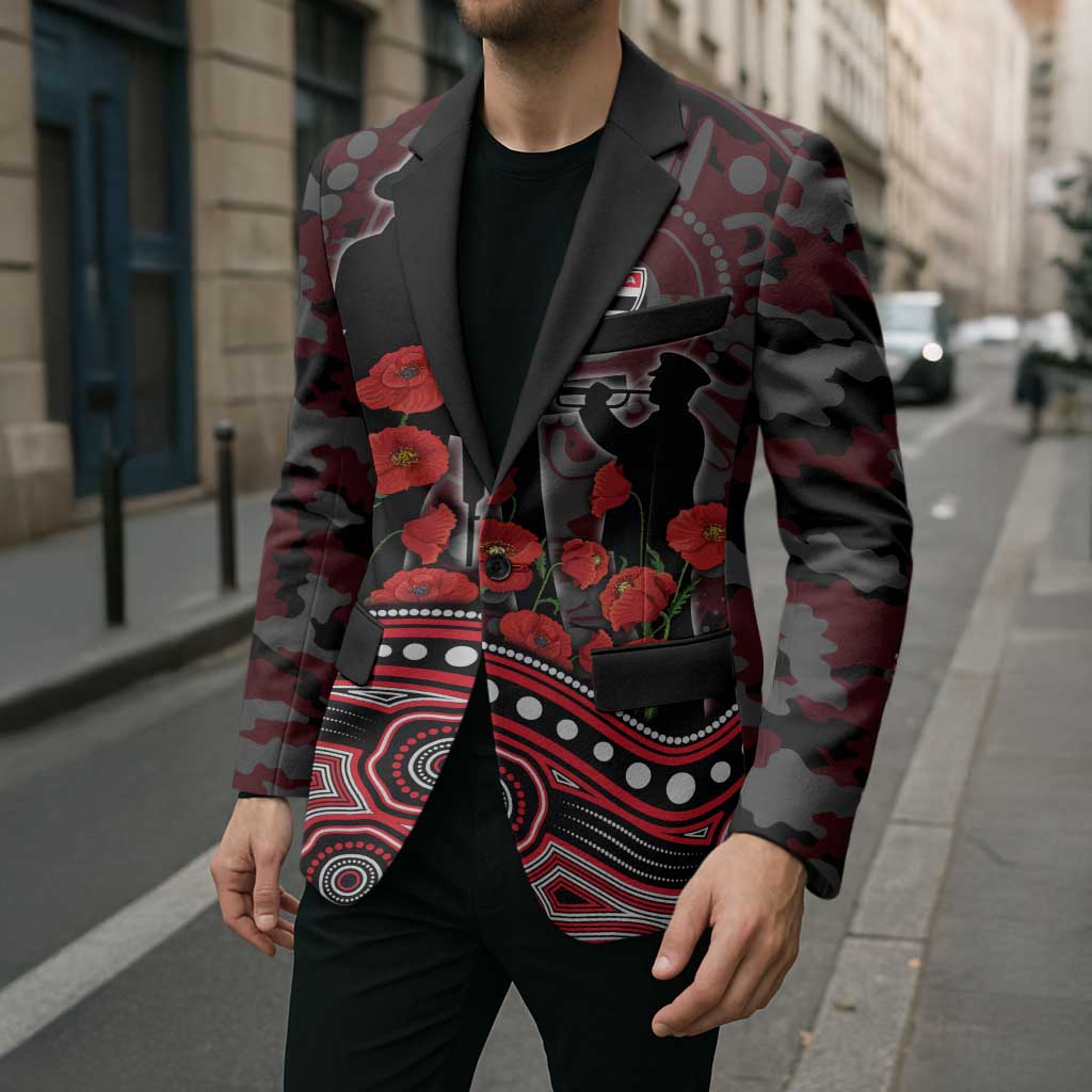 St Kilda Saints ANZAC Day Blazer Indigenous Dot Art with Poppy Flower Tribute