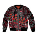 St Kilda Saints ANZAC Day Bomber Jacket Indigenous Dot Art with Poppy Flower Tribute