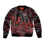St Kilda Saints ANZAC Day Bomber Jacket Indigenous Dot Art with Poppy Flower Tribute