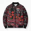 St Kilda Saints ANZAC Day Bomber Puffer Jacket Indigenous Dot Art with Poppy Flower Tribute