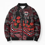 St Kilda Saints ANZAC Day Bomber Puffer Jacket Indigenous Dot Art with Poppy Flower Tribute