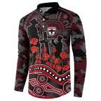 St Kilda Saints ANZAC Day Button Sweatshirt Indigenous Dot Art with Poppy Flower Tribute