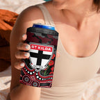 St Kilda Saints ANZAC Day 4 in 1 Can Cooler Tumbler Indigenous Dot Art with Poppy Flower Tribute