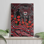 St Kilda Saints ANZAC Day Canvas Wall Art Indigenous Dot Art with Poppy Flower Tribute