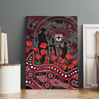 St Kilda Saints ANZAC Day Canvas Wall Art Indigenous Dot Art with Poppy Flower Tribute