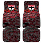 St Kilda Saints ANZAC Day Car Mats Indigenous Dot Art with Poppy Flower Tribute