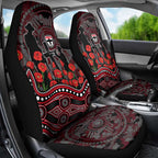 St Kilda Saints ANZAC Day Car Seat Cover Indigenous Dot Art with Poppy Flower Tribute