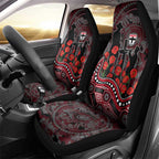 St Kilda Saints ANZAC Day Car Seat Cover Indigenous Dot Art with Poppy Flower Tribute
