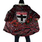 St Kilda Saints ANZAC Day Cloak Indigenous Dot Art with Poppy Flower Tribute