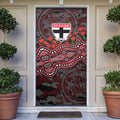 St Kilda Saints ANZAC Day Door Cover Indigenous Dot Art with Poppy Flower Tribute