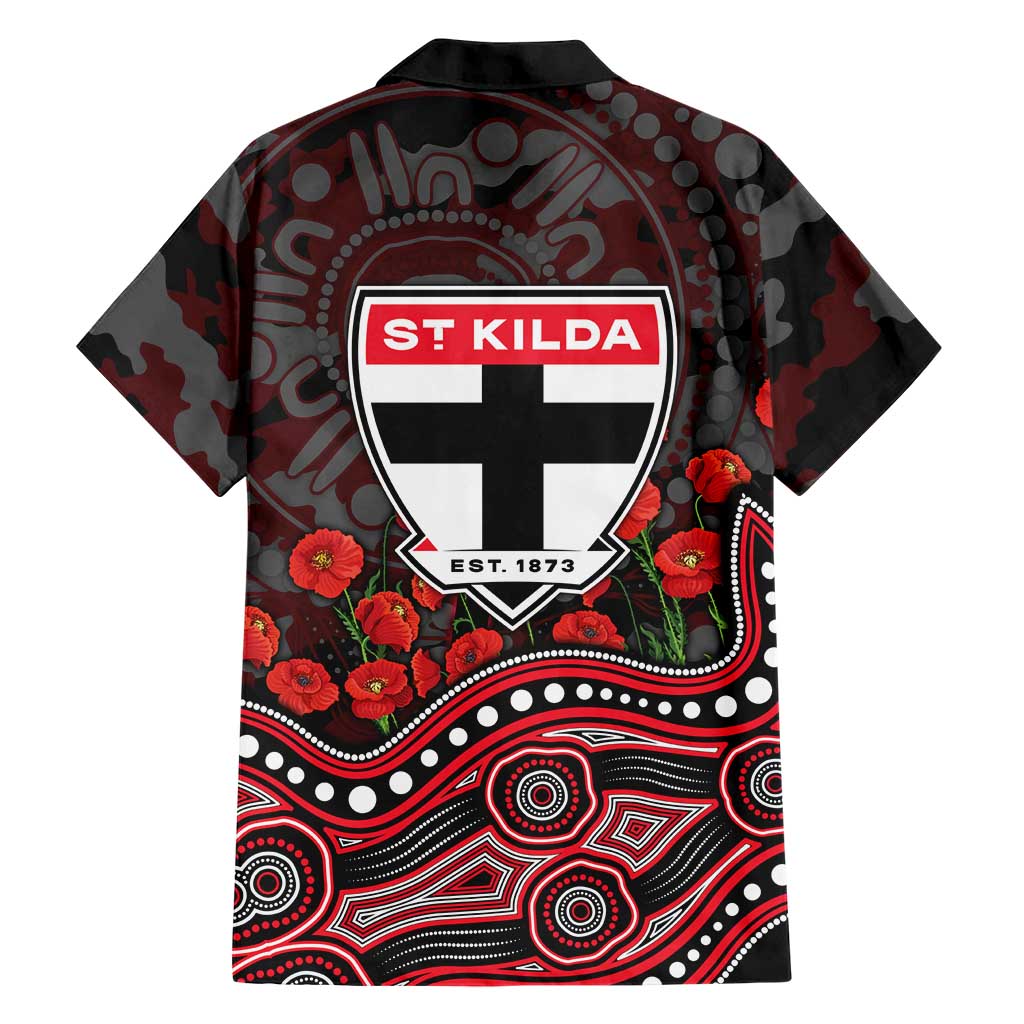St Kilda Saints ANZAC Day Family Matching Mermaid Dress and Hawaiian Shirt Indigenous Dot Art with Poppy Flower Tribute