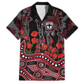 St Kilda Saints ANZAC Day Family Matching Off Shoulder Short Dress and Hawaiian Shirt Indigenous Dot Art with Poppy Flower Tribute