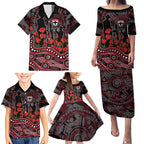 St Kilda Saints ANZAC Day Family Matching Puletasi and Hawaiian Shirt Indigenous Dot Art with Poppy Flower Tribute