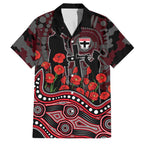 St Kilda Saints ANZAC Day Family Matching Summer Maxi Dress and Hawaiian Shirt Indigenous Dot Art with Poppy Flower Tribute